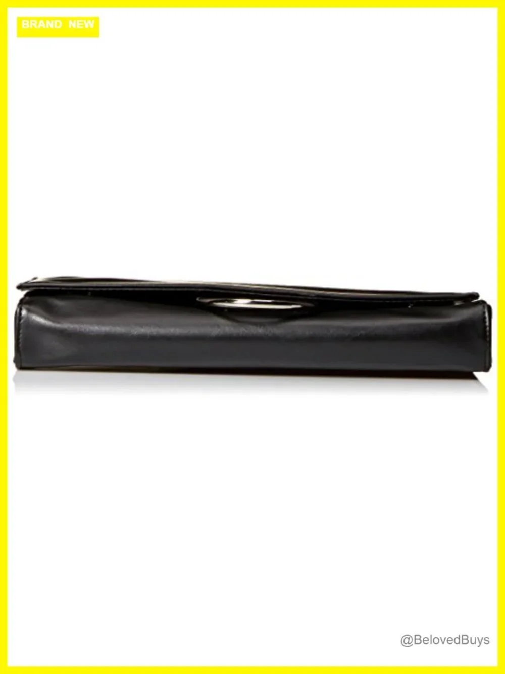 Large Vegan Leather Envelope Clutch with Ring Closure, Detachable Chain Strap